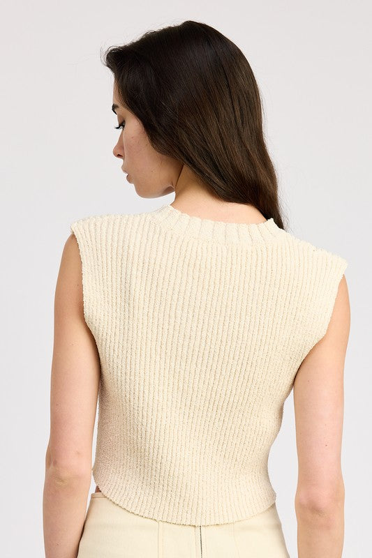Ribbed Sleeveless Cropped Top - Pikemla