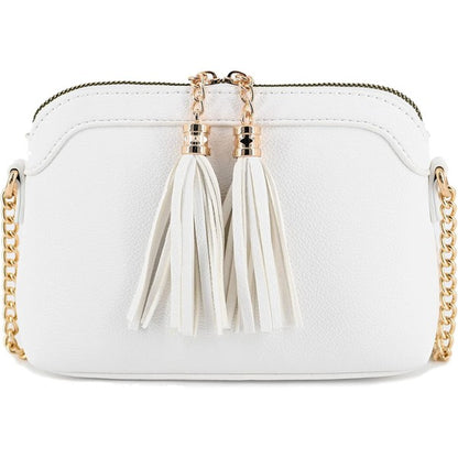 Tassel Small Crossbody Bag with Chain Strap - Pikemla