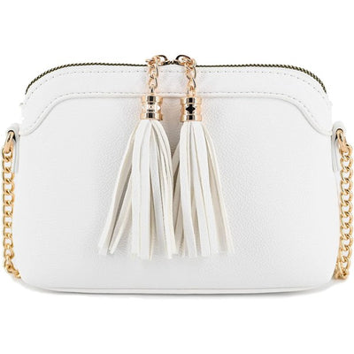 Tassel Small Crossbody Bag with Chain Strap - Pikemla