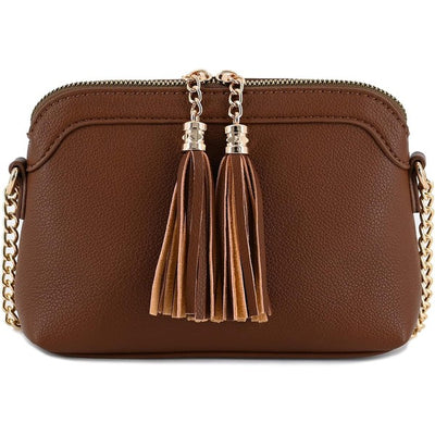 Tassel Small Crossbody Bag with Chain Strap - Pikemla