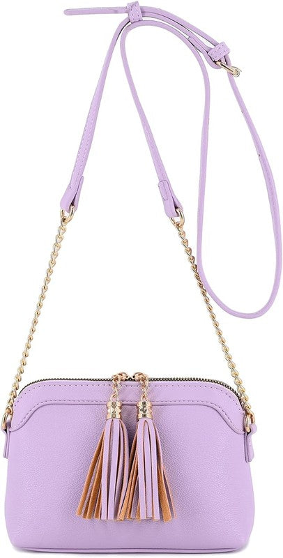 Tassel Small Crossbody Bag with Chain Strap - Pikemla