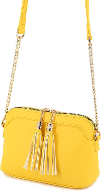 Tassel Small Crossbody Bag with Chain Strap - Pikemla