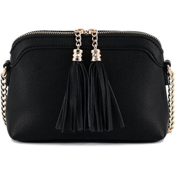 Tassel Small Crossbody Bag with Chain Strap - Pikemla