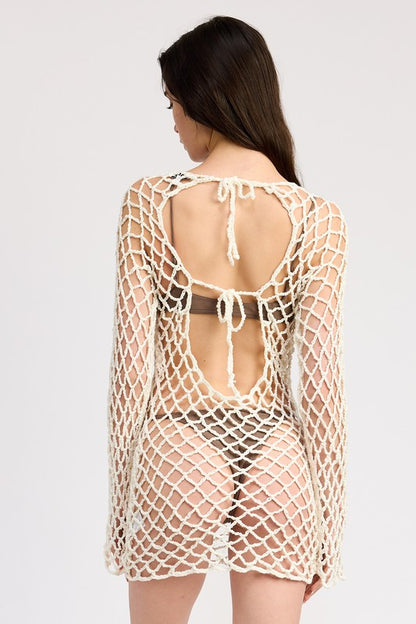 Bold Desire Crochet Open Back Cover Up - Pikemla