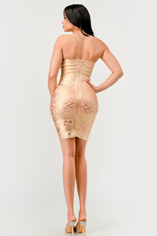 Gilded Glamour Strapless Dress - Pikemla