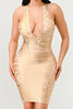 Gold Glamour Bandage Dress - Pikemla