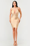 Gold Glamour Bandage Dress - Pikemla