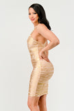 Gold Glamour Bandage Dress - Pikemla