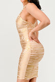 Gold Glamour Bandage Dress - Pikemla