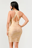 Gold Glamour Bandage Dress - Pikemla