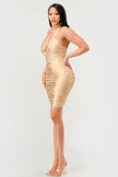 Gold Glamour Bandage Dress - Pikemla