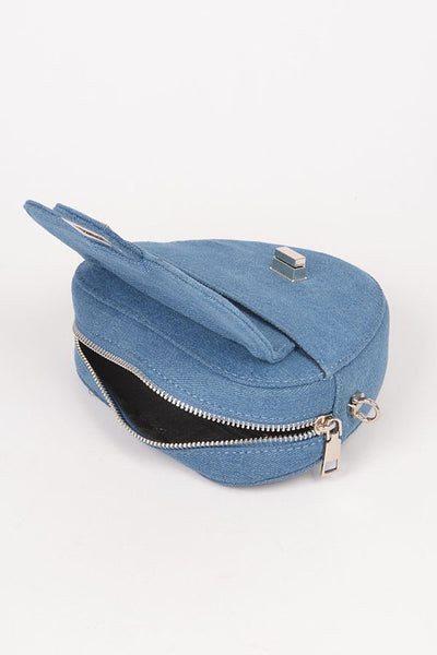 Denim Heart Shape Crossbody Swing Bag - Pikemla