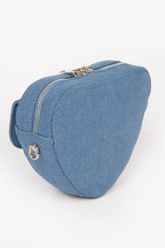 Denim Heart Shape Crossbody Swing Bag - Pikemla