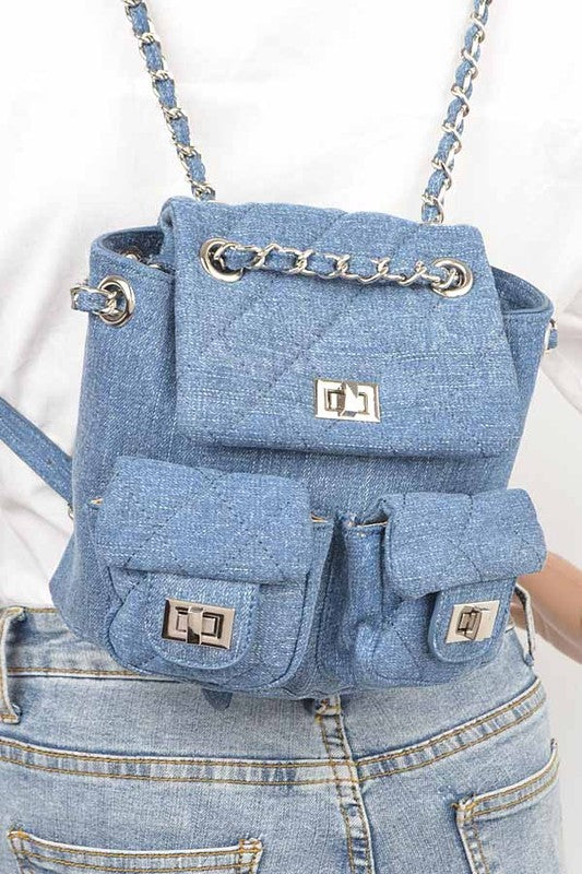 Denim Fashion Backpack - Pikemla