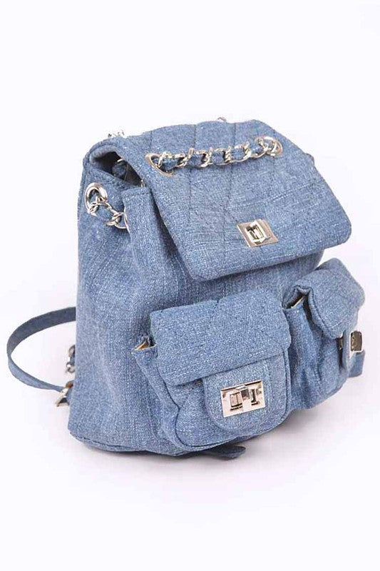 Denim Fashion Backpack - Pikemla