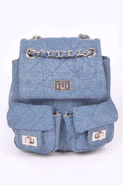 Denim Fashion Backpack - Pikemla