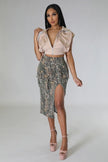 Cargo Midi Skirt in Woodland Camo - Pikemla