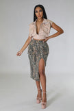 Cargo Midi Skirt in Woodland Camo - Pikemla