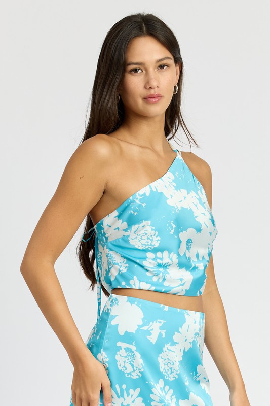 Wildflower Printed One Shoulder Top - Pikemla