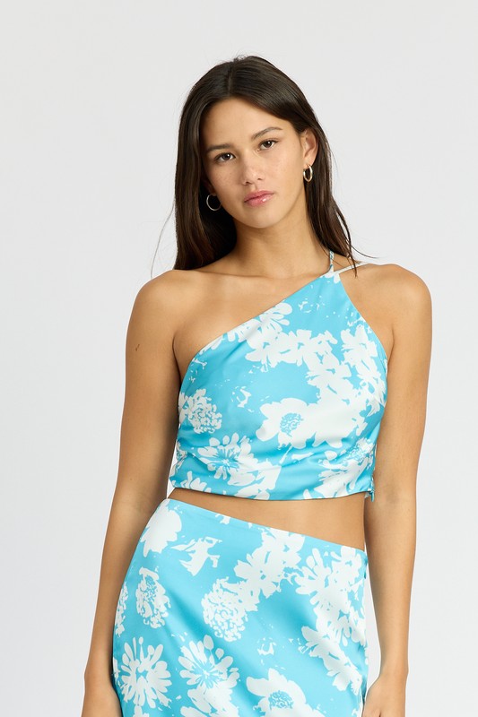 Wildflower Printed One Shoulder Top - Pikemla