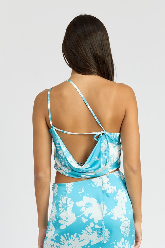 Wildflower Printed One Shoulder Top - Pikemla
