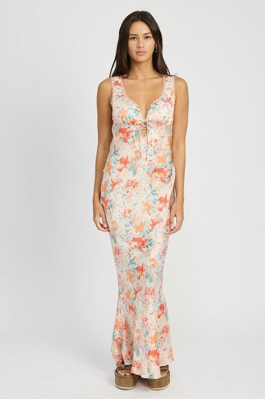 FLORAL MERMAID MAXI DRESS - Pikemla