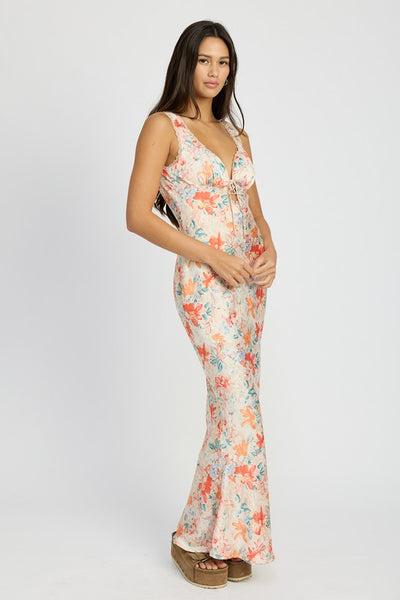 FLORAL MERMAID MAXI DRESS - Pikemla