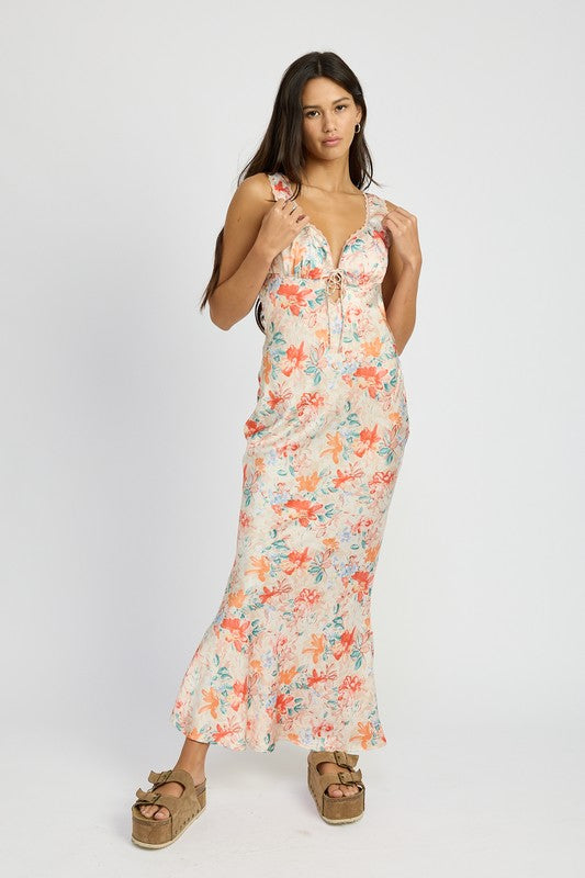 FLORAL MERMAID MAXI DRESS - Pikemla