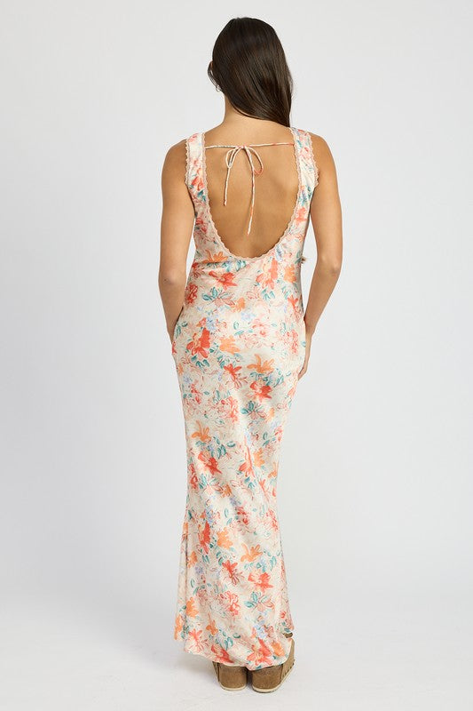 FLORAL MERMAID MAXI DRESS - Pikemla