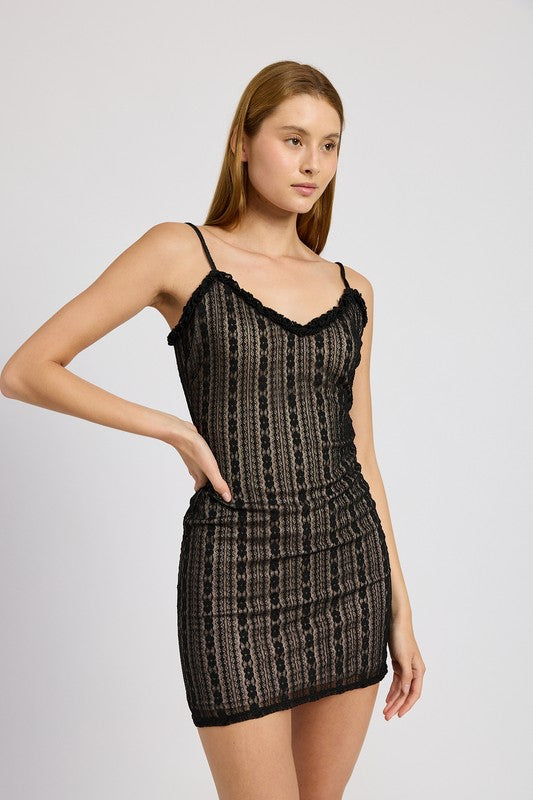 Ruffle Lace Mini Dress - Pikemla