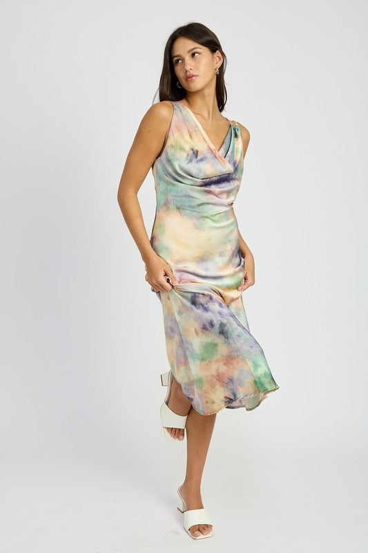 Marcy Watercolor Midi Dress - Pikemla