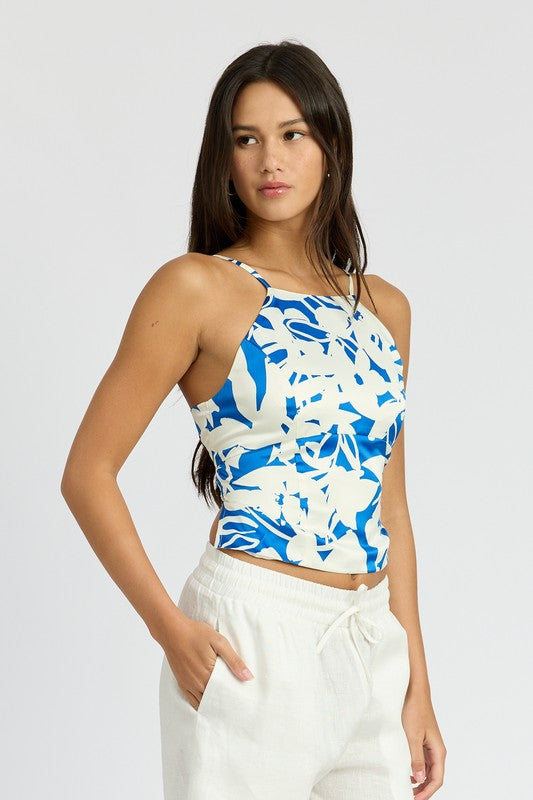 LACE UP BACK HALTER NECK TOP - Pikemla