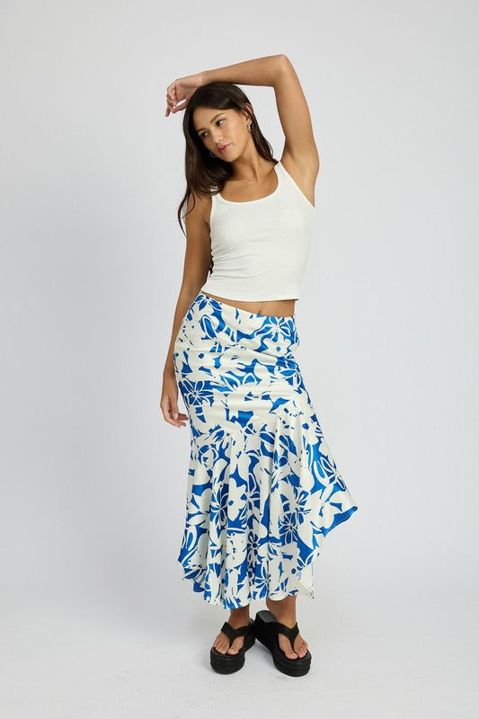 ASYMMETRICAL RUFFLE HEM SKIRT - Pikemla