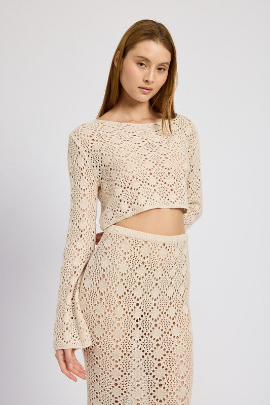 Tara Long Sleeved Crochet Top - Pikemla