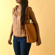 Era Vegan Leather Tote - Tan Brown