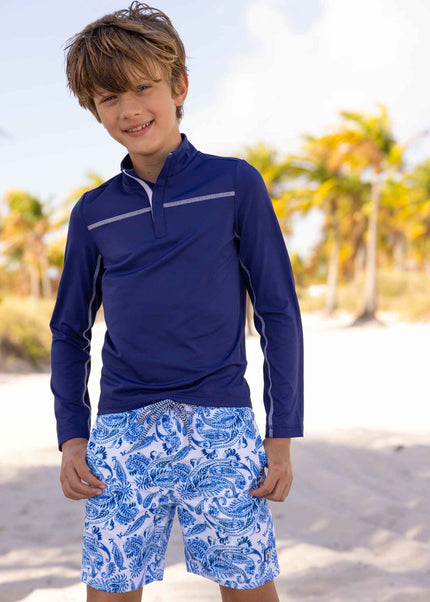 Boys Navy Zip Rashguard