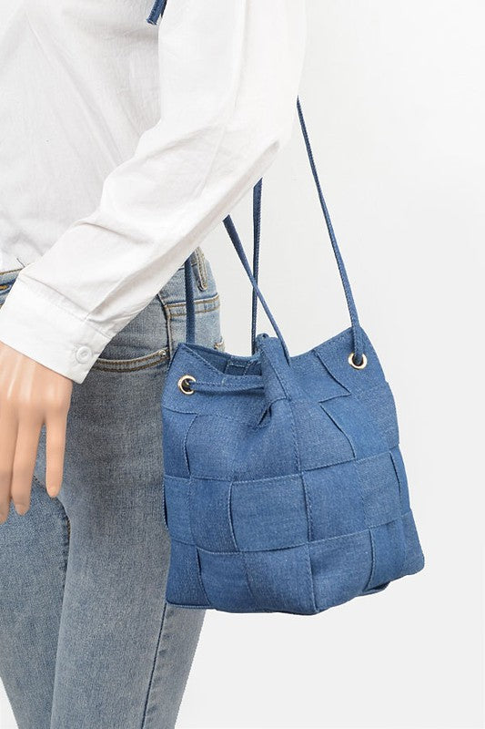 Weaved Denim Crossbody Bag - Pikemla