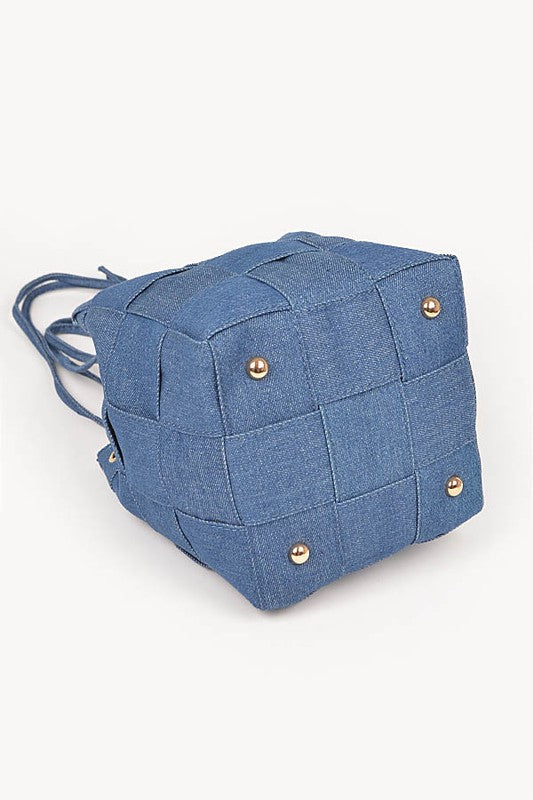 Weaved Denim Crossbody Bag - Pikemla