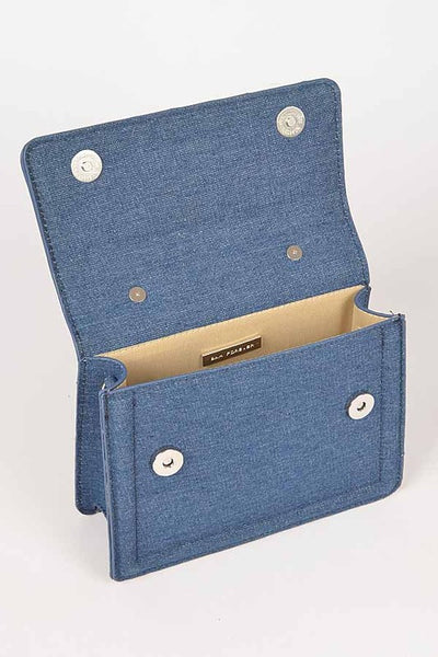 Silver Top Handle Denim Swing Bag - Pikemla