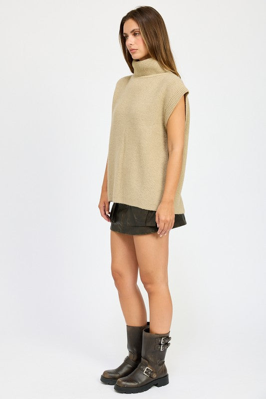 SPLIT BACK TURTLE NECK SWEATER TOP - Pikemla