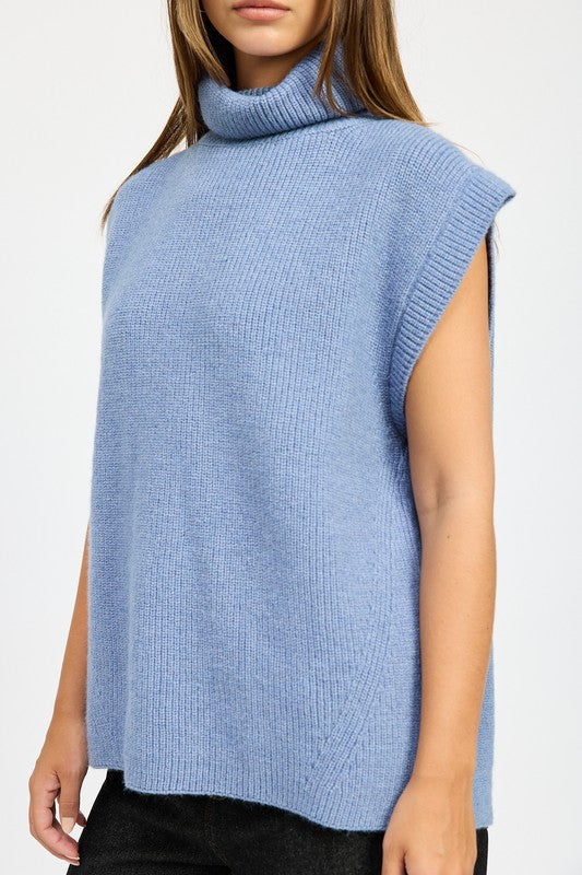 SPLIT BACK TURTLE NECK SWEATER TOP - Pikemla