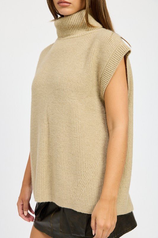 SPLIT BACK TURTLE NECK SWEATER TOP - Pikemla