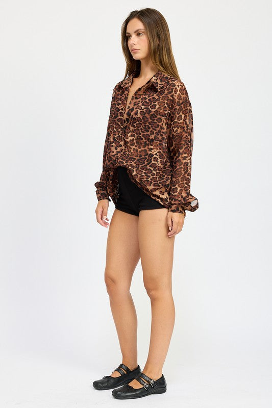 ANIMAL PRINT OVERSIZED SHIRT - Pikemla