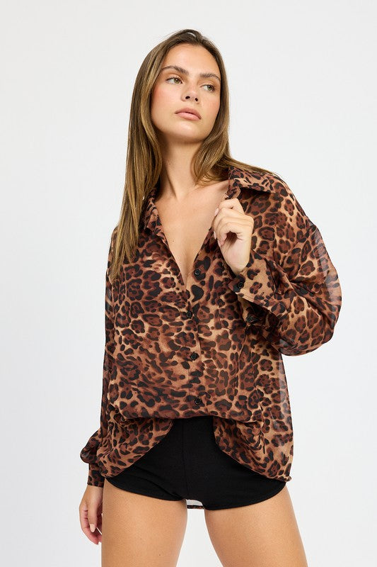 ANIMAL PRINT OVERSIZED SHIRT - Pikemla