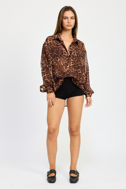 ANIMAL PRINT OVERSIZED SHIRT - Pikemla