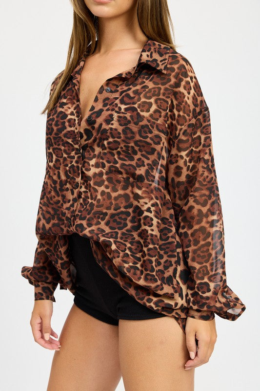 ANIMAL PRINT OVERSIZED SHIRT - Pikemla