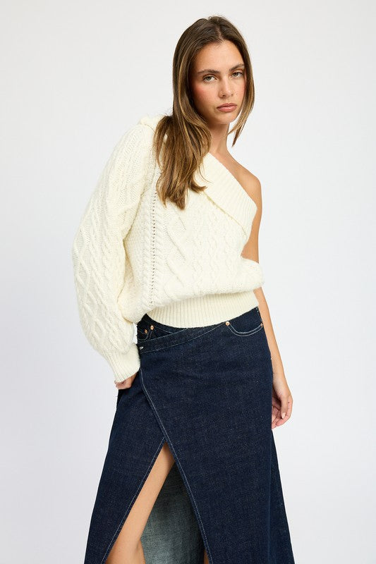 OVERSIZED ONE SHOULDER SWEATER - Pikemla