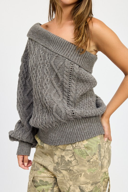 OVERSIZED ONE SHOULDER SWEATER - Pikemla