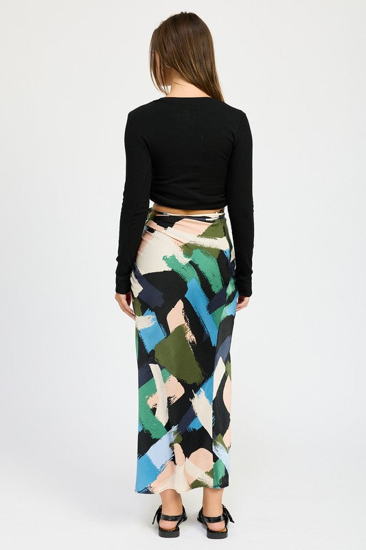 Side Ruched Maxi Skirt - Pikemla