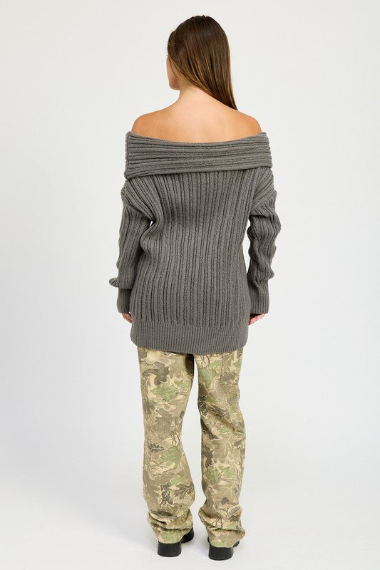 OVERSIZED OFF SHOULDER SWEATER - Pikemla